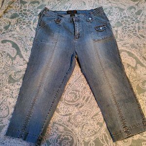 Adolfo Blue Jeans **minor flaw** Size 16 Pocket Buttons medium wash